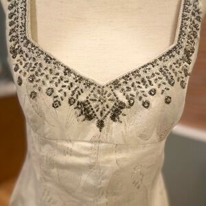 Badgley Mischka Beige Beaded Dress